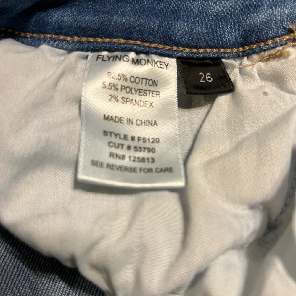 Women's Flying Monkey Kick Flare Blue Distressed Jeans 26 - Picture 10 of 10